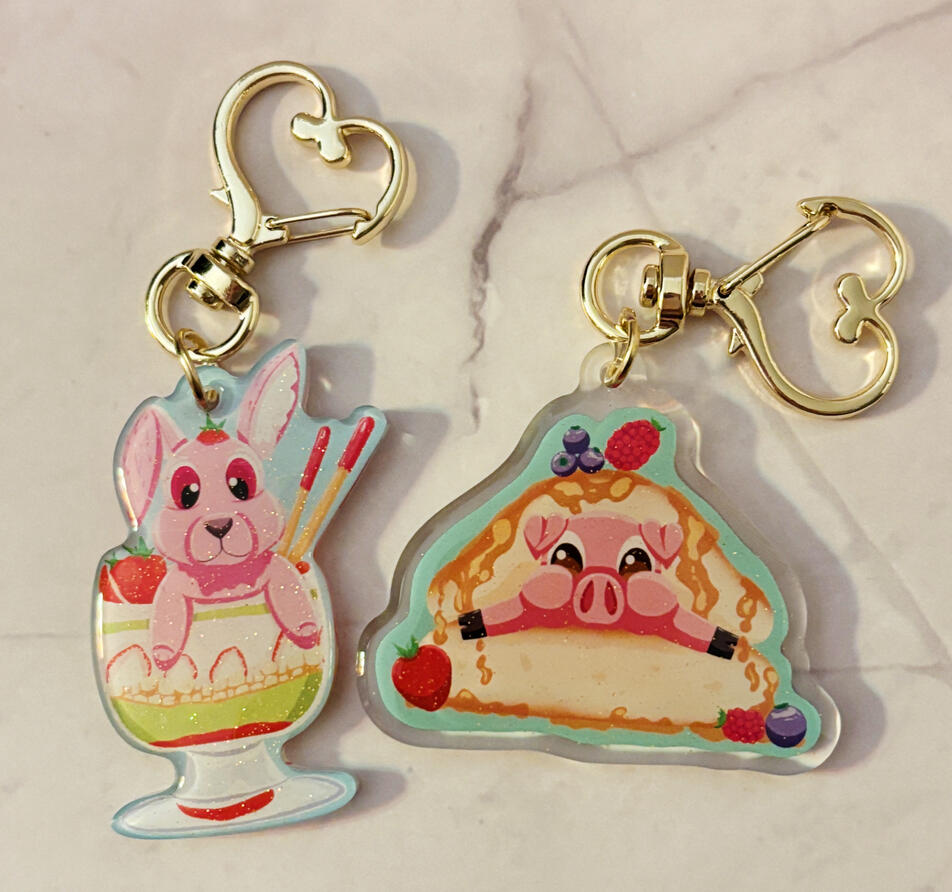 Parfait Bunny &amp; Pancake Piggy keychaina