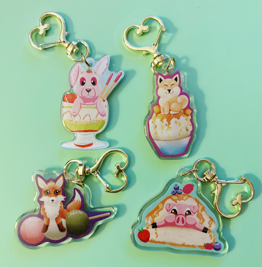 Parfait Bunny & Pancake Piggy keychaina