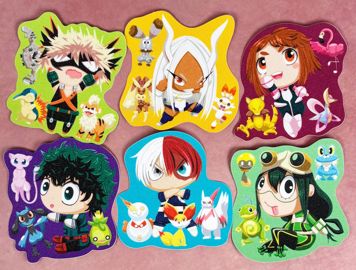 My Hero Academia and Pokemon stickers