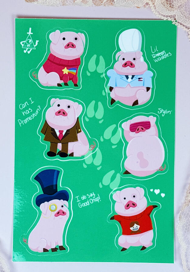 Gravity Falls Waddles sticker sheet